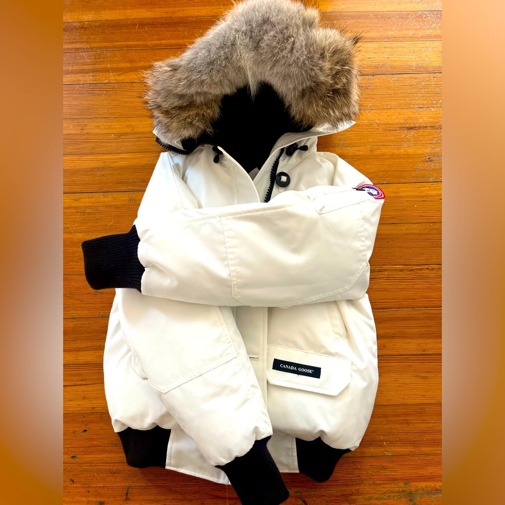 White Canada Goose Bomber size small